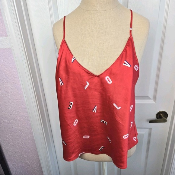 Victoria's Secret Tops - Victoria's‎ Secret Red Satin Love Camisole Top Size XL Valentine's Day Lingerie